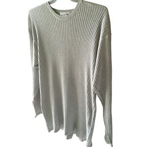 August Max Woman size 2X Light Gray Ribbed Long Sleeve Sweater